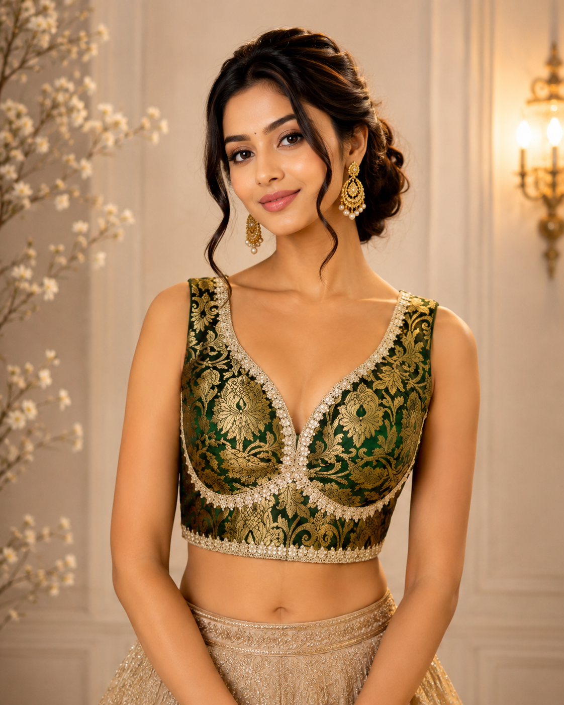 Toshi - Banarasi Silk Brocade Sleeveless Sabyasachi style Blouse
