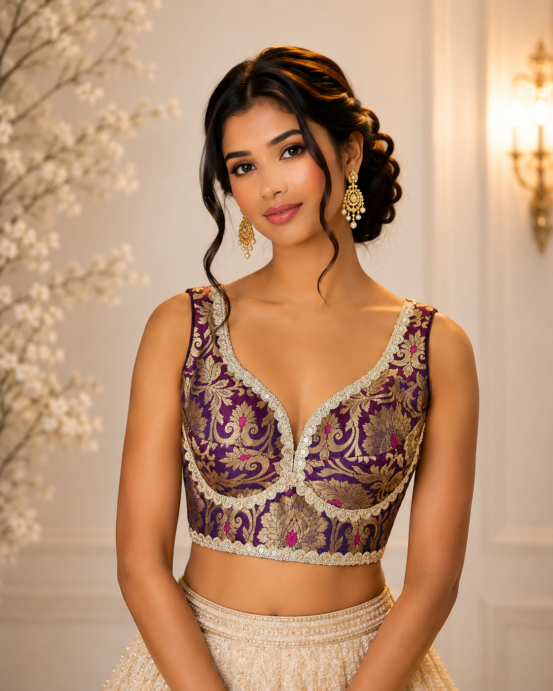 Toshi - Banarasi Silk Brocade Sleeveless Sabyasachi style Blouse