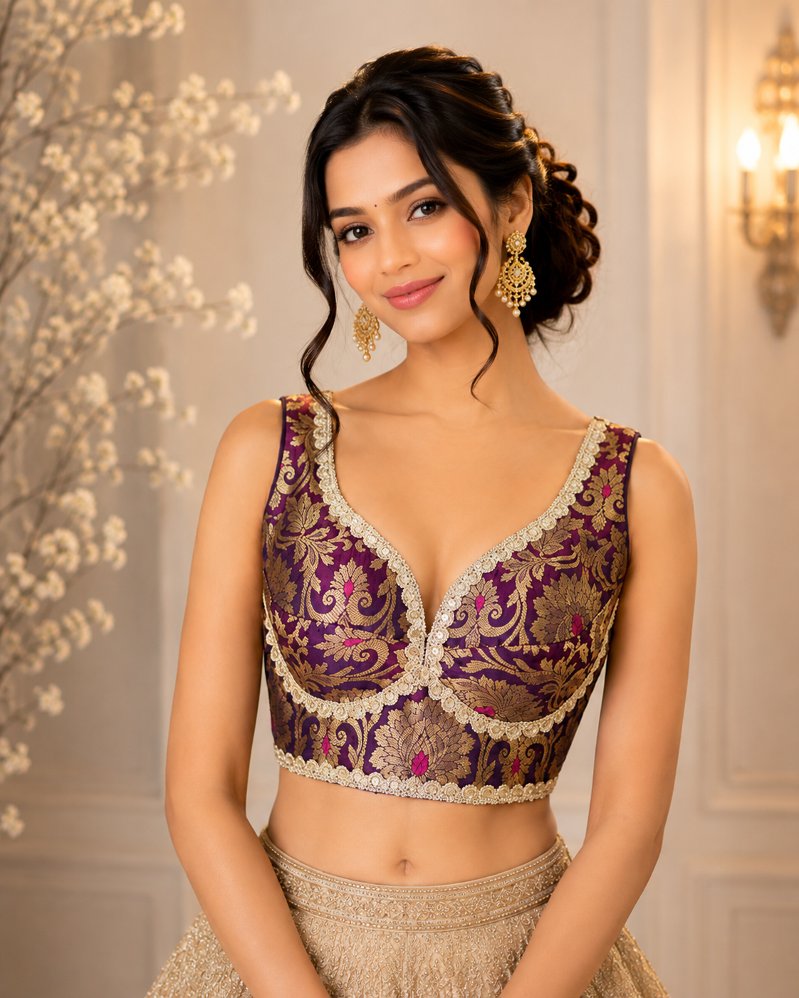 Toshi - Banarasi Silk Brocade Sleeveless Sabyasachi style Blouse
