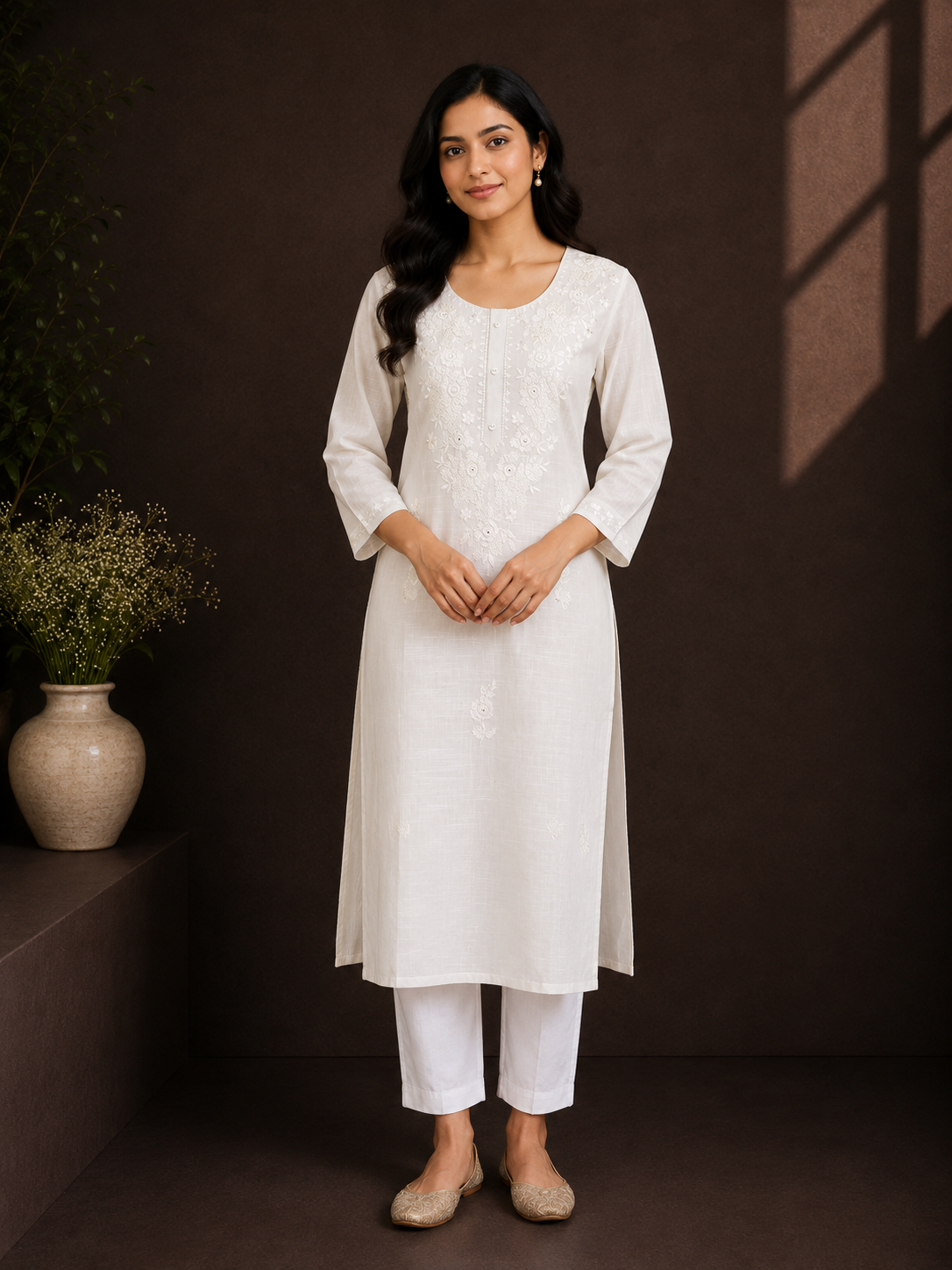 Tush - Cotton Silk Thread Embroidery Long Kurti