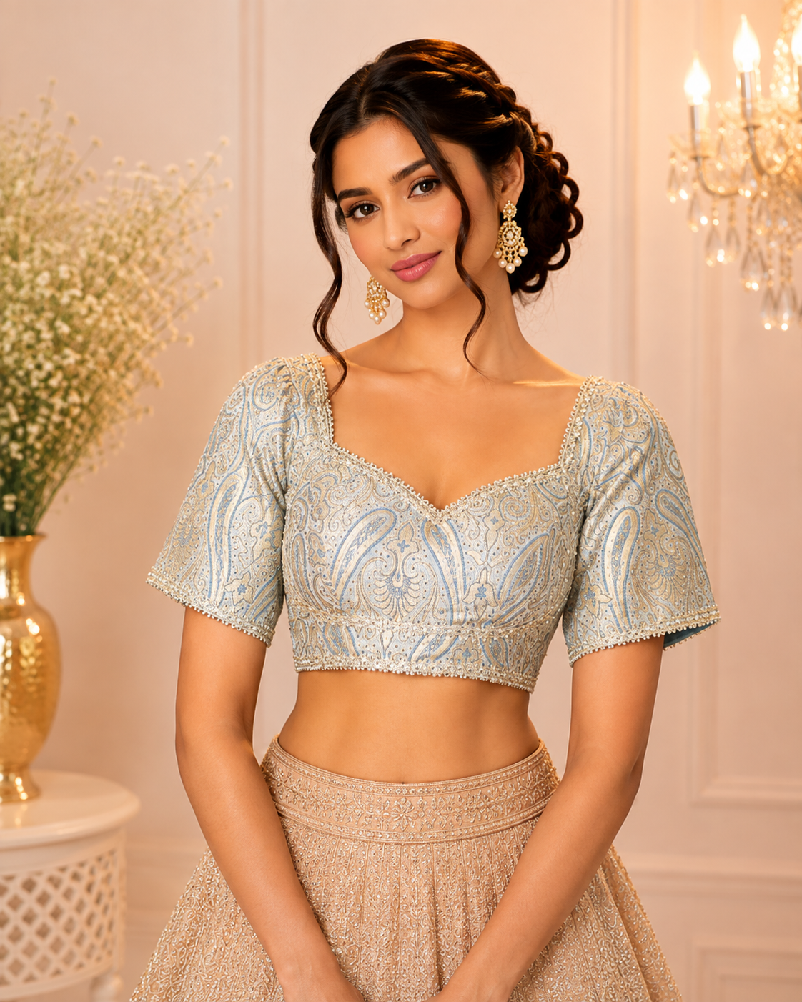 Umrao - Banarasi Silk Brocade Half Sleeves Princess Cut Blouse