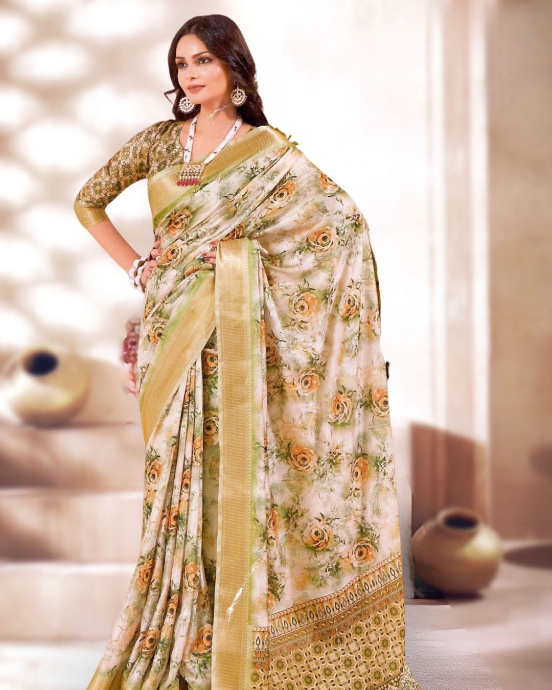 Kashmira - Semi Silk Printed Saree