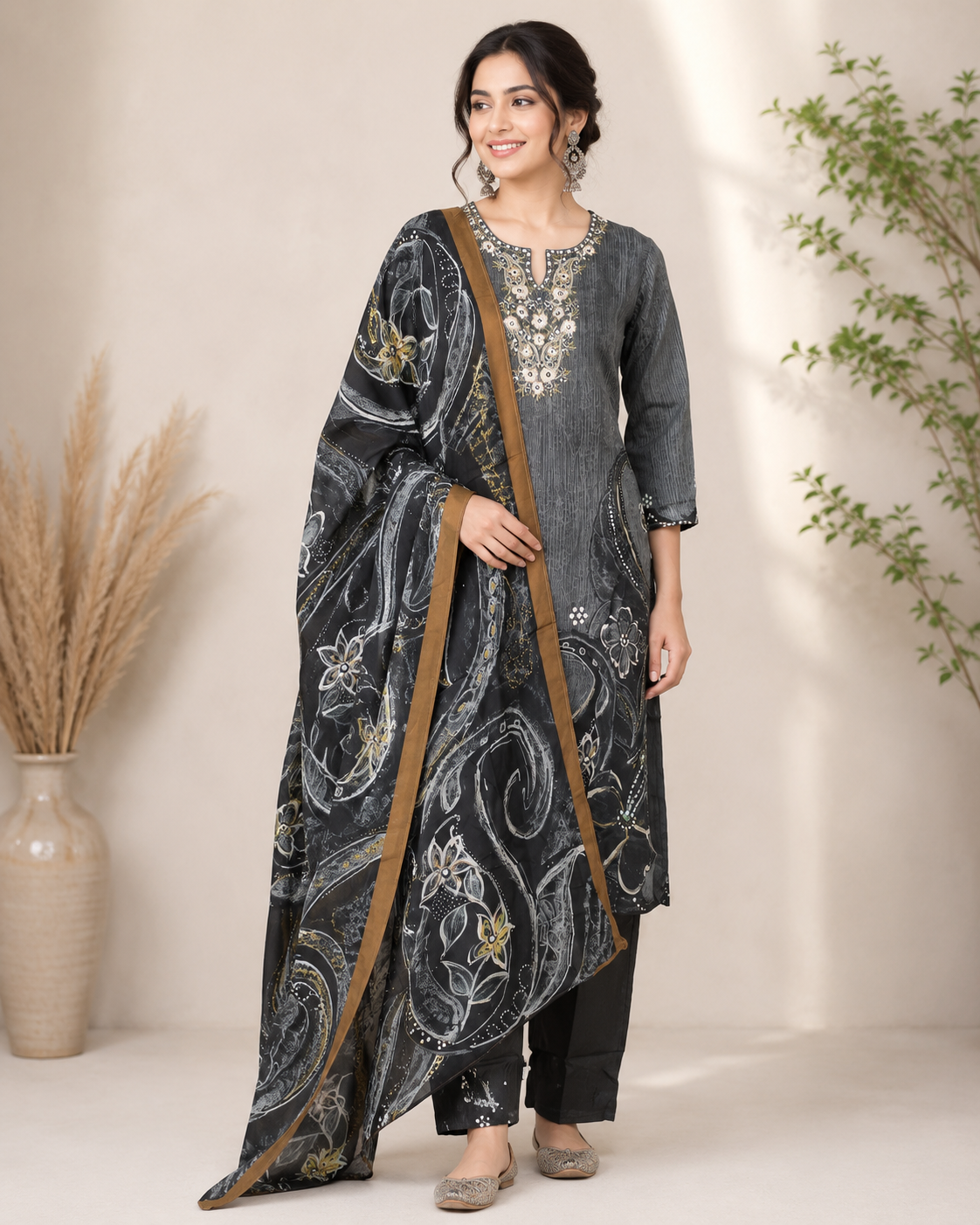 Abhi - Crape Silk Suit