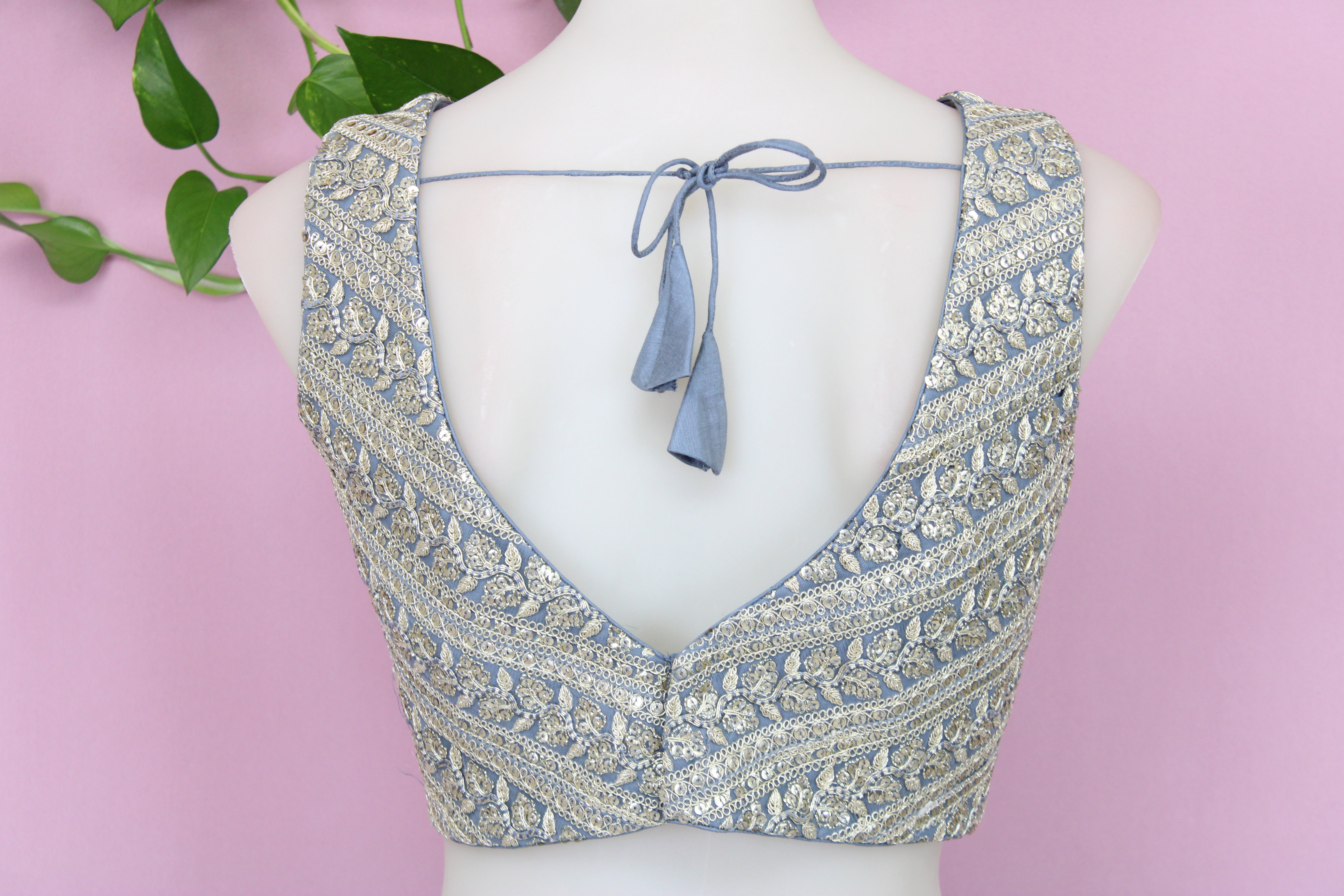 Coco - Netting Embroidered Sleeveless Designer Princess Cut Blouse