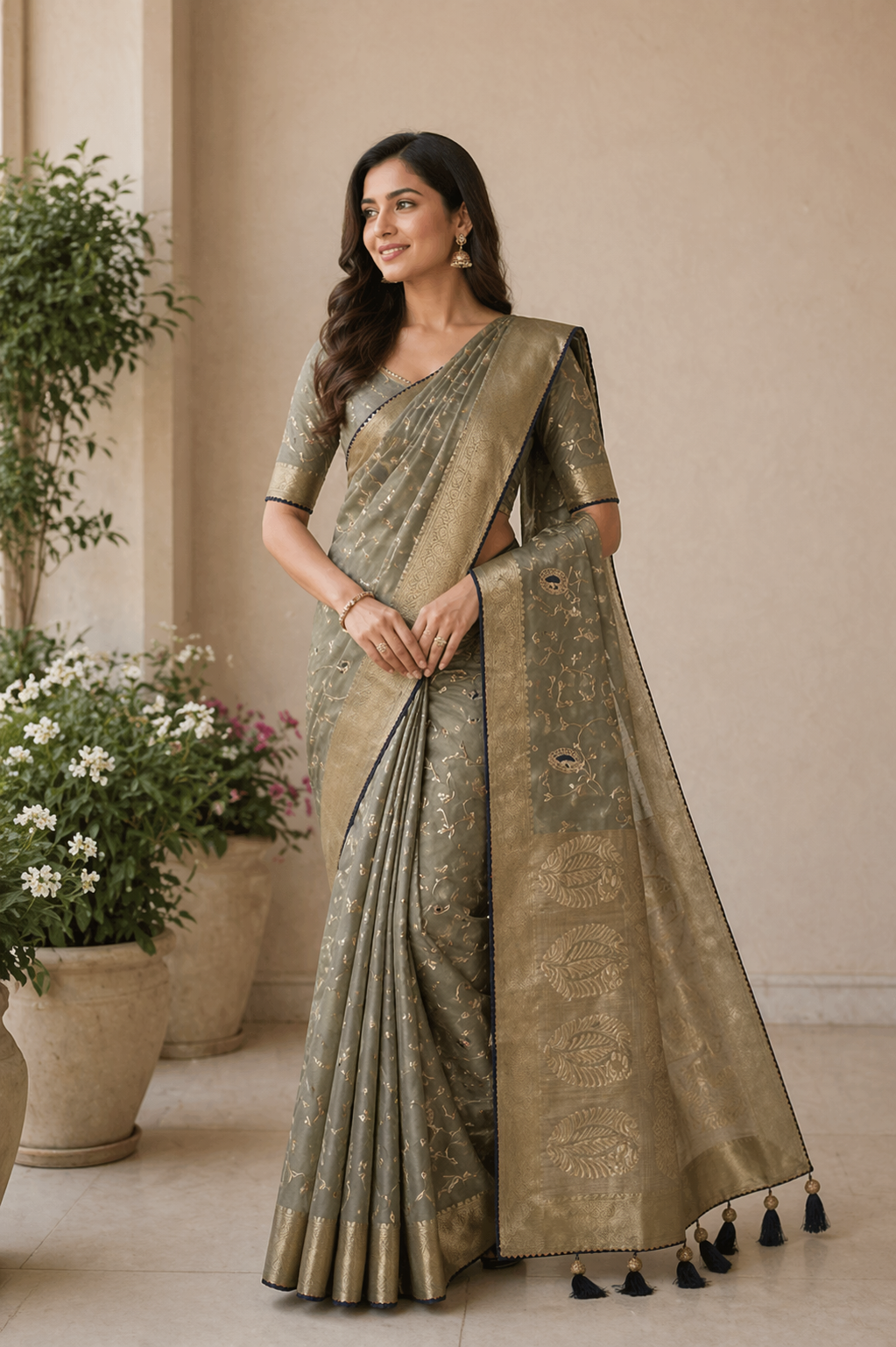 Jasleen - Tissue Embroidery Saree