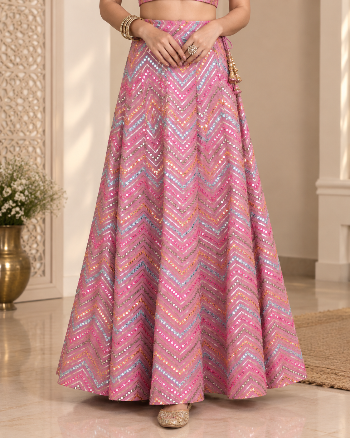 Lillie - Georgette Sequin Circular Lehenga Skirt