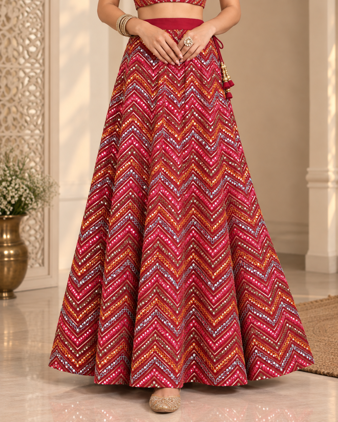 Lillie - Georgette Sequin Circular Lehenga Skirt